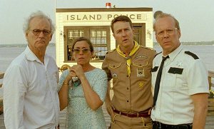 L-R: Billy Murray, Frances McDormand, Eddie Norton and Bruce Willis in Moonrise Kingdom