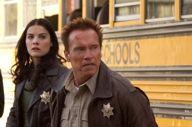 Arnold Schwarzenegger and Jaimie Alexander in The Last Stand.